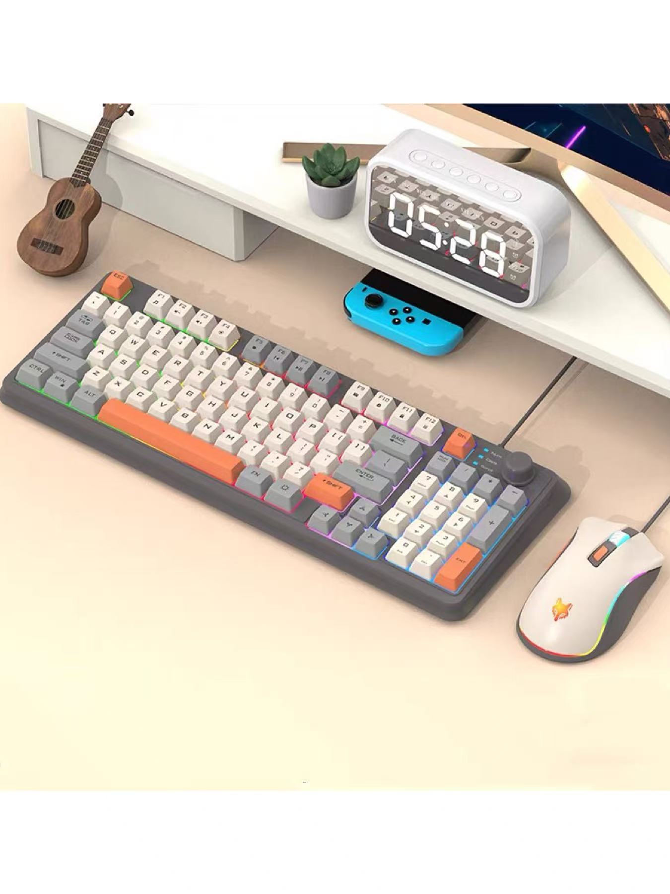 English Home Office - K820 USB 有線ゲーミングキーボードマウスセットラップトップホームオフィス発光キーボード
