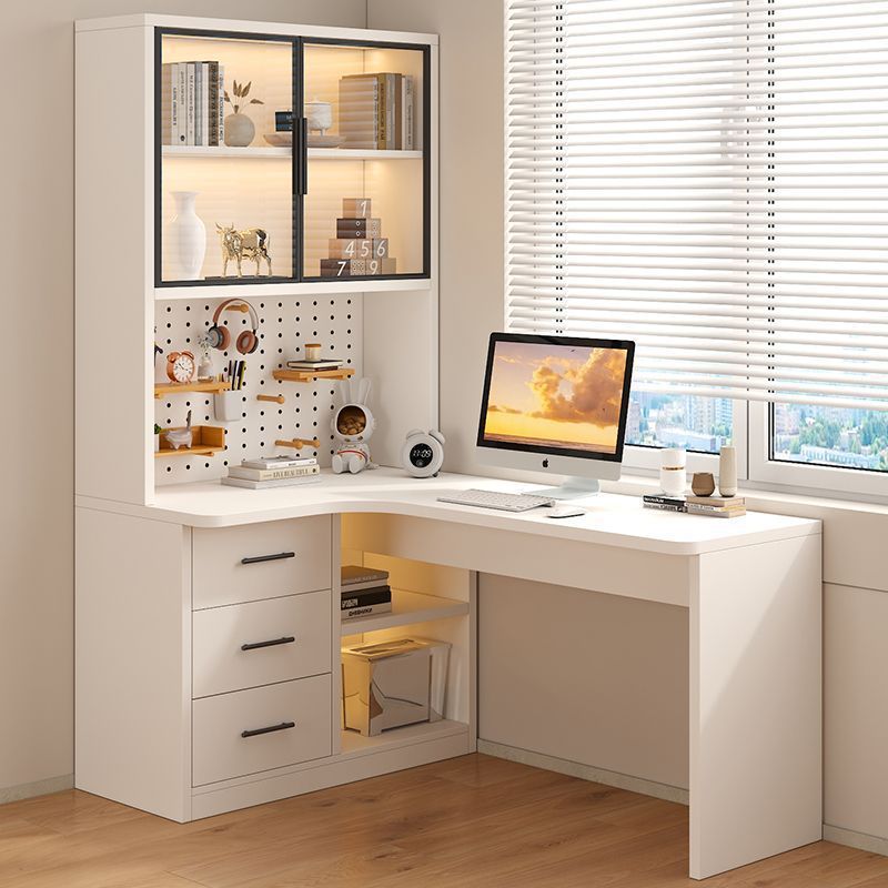 Home Office Shed - ホールボードコンピューターデスク家庭用デスク本棚一体型テーブル寝室学生用シンプル学習机コーナーライティングテーブル