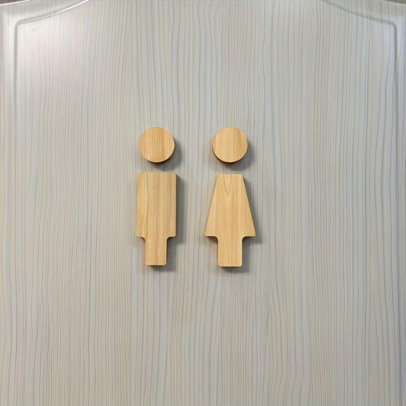 Home Or Office Use - 木製バスルームサイン 2 個 男性と女性のトイレのドア用 家庭やオフィス、バスルームアクセサリーに最適