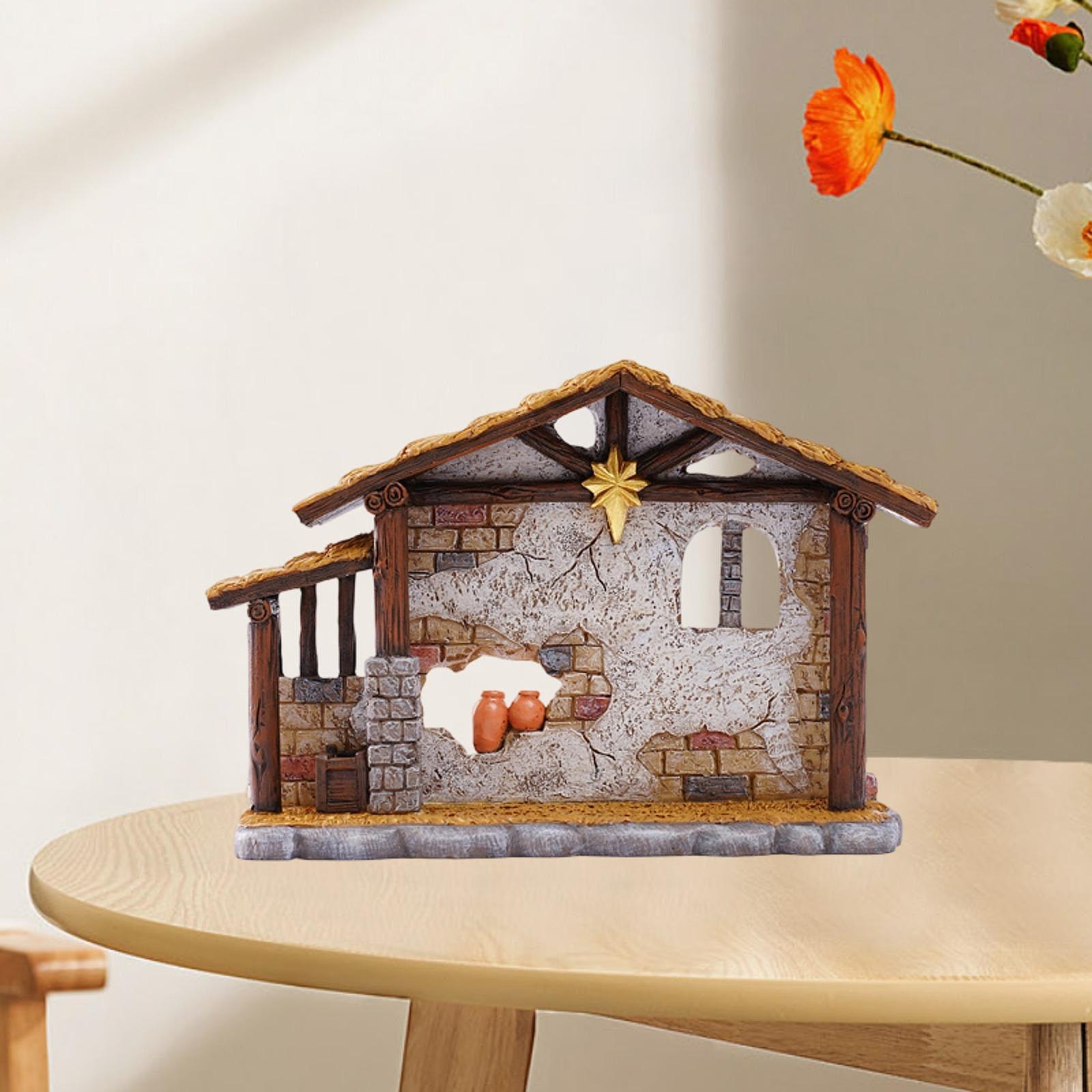 Home Office Shed - クリスマス彫刻小屋像アートワーク、家の装飾用、ギフト樹脂製置物、寝室、テーブル、デスクトップ、オフィス、家庭用