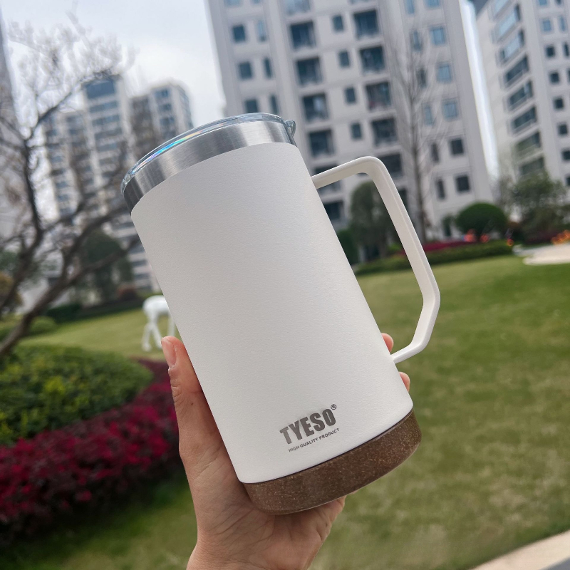 Home Office Hours - TYESO 広口ステンレス鋼製コーヒーマグ、漏れ防止蓋付き、断熱オフィス/旅行用マグ、530ml/710ml、家庭/オフィス用ギフト