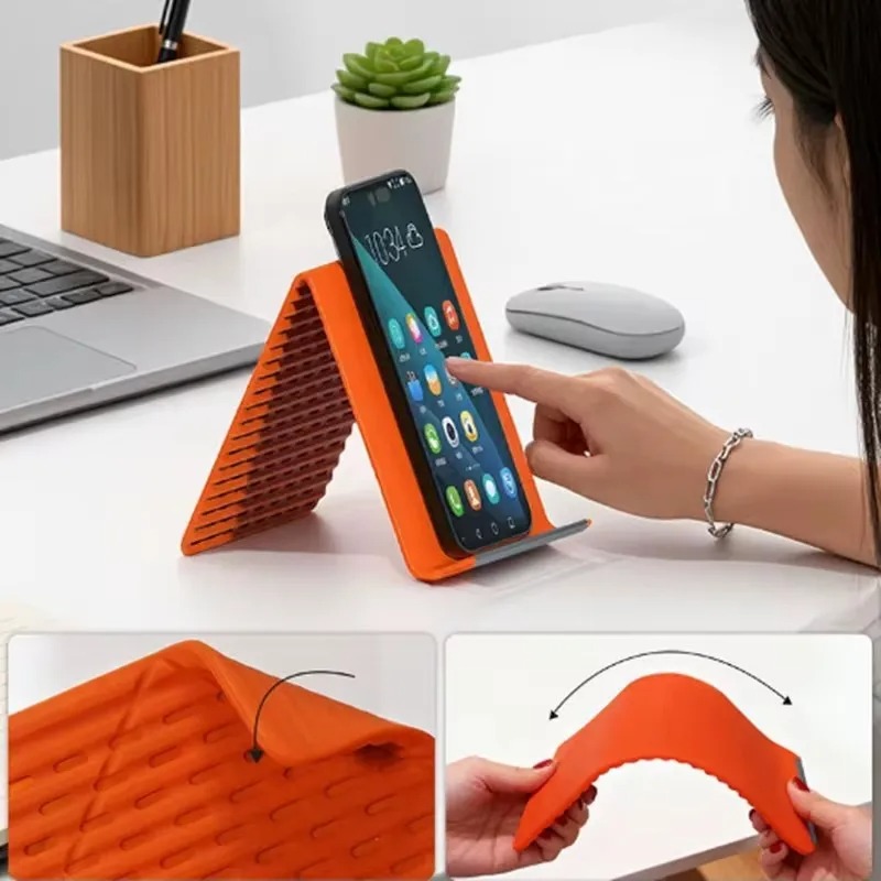 柔軟で折りたたみ可能なシリコン製携帯電話ホルダー、ポータブル - Home Office Desk のレビューと価格