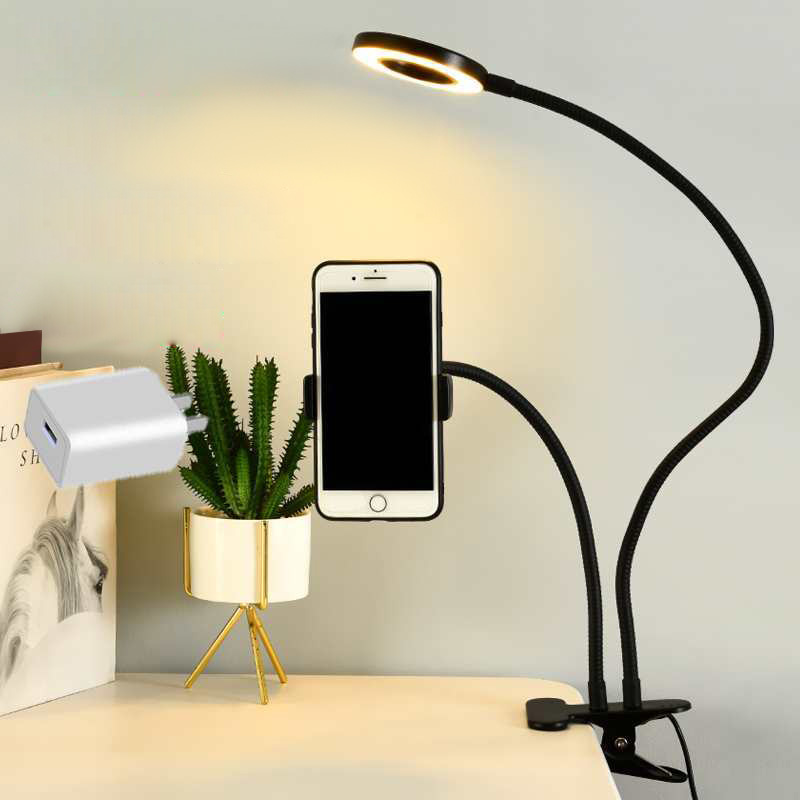 自撮りリングライト付きユニバーサルフレキシブル携帯電話ホルダ - Home Office Lamp のレビューと価格