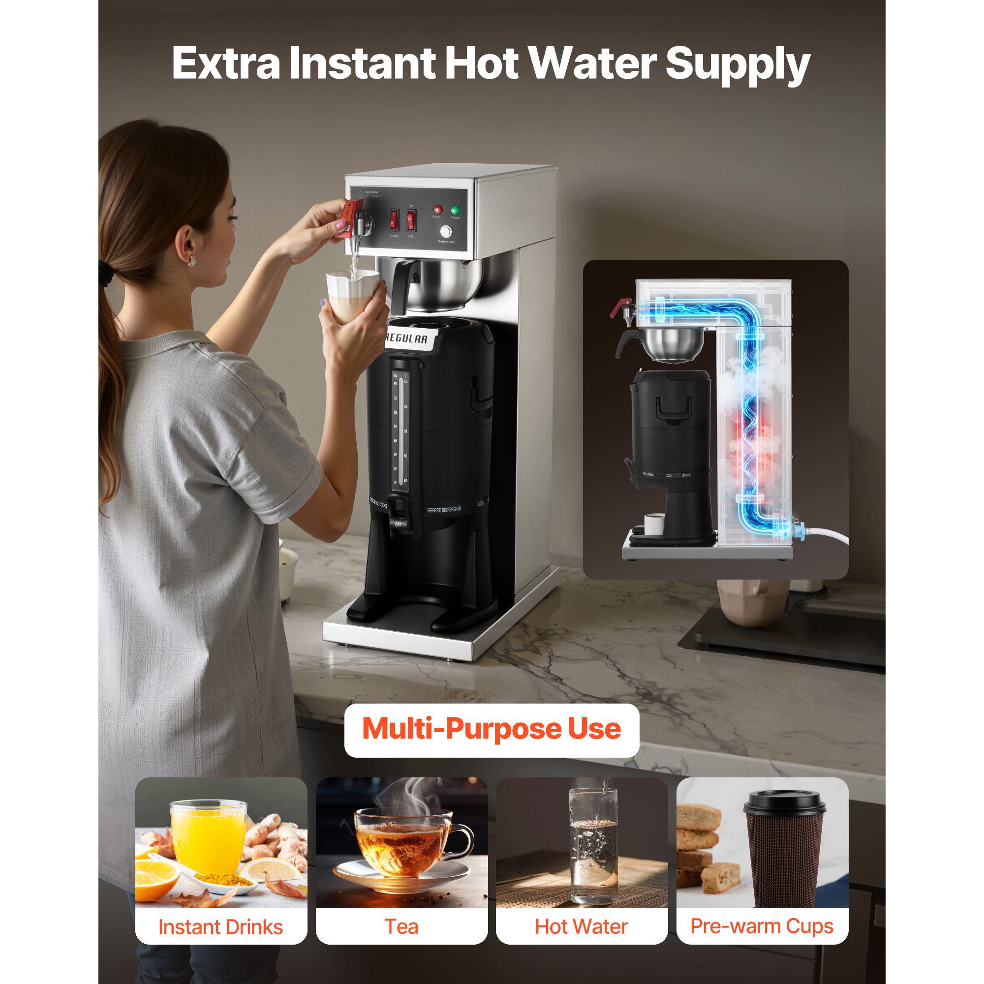 業務用ドリップ式コーヒーメーカー、16～17杯用、2.5L保 - Home Office Hours のレビューと価格