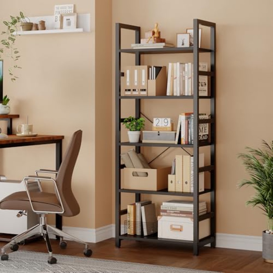 5段本棚、モダンな背の高い本棚、リビングルーム、寝室、ホーム - Home Office Living Room のレビューと価格
