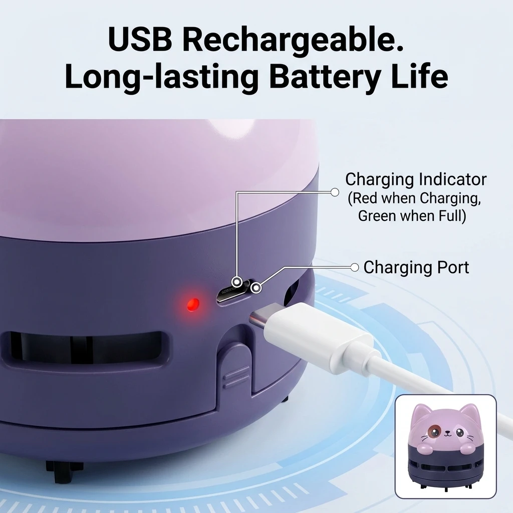 デスクトップ掃除機 ミニコードレス USB充電式 かわいい漫 - Home Office Hours のレビューと価格