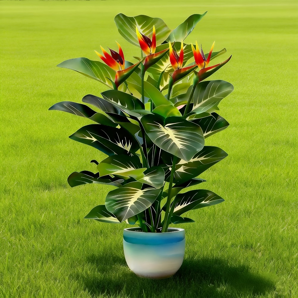 人工の極楽鳥花とポトスの植物、庭園、ショッピングセンター、ホ - Home Office Word のレビューと価格