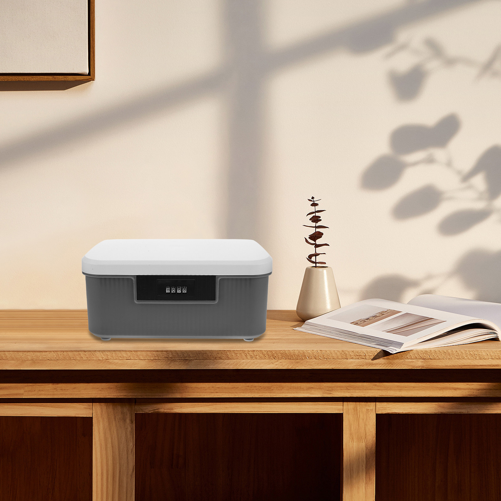 鍵付き収納ボックス。コンビネーションロックで施錠可能。大容量 - Home Office Travel Document のレビューと価格
