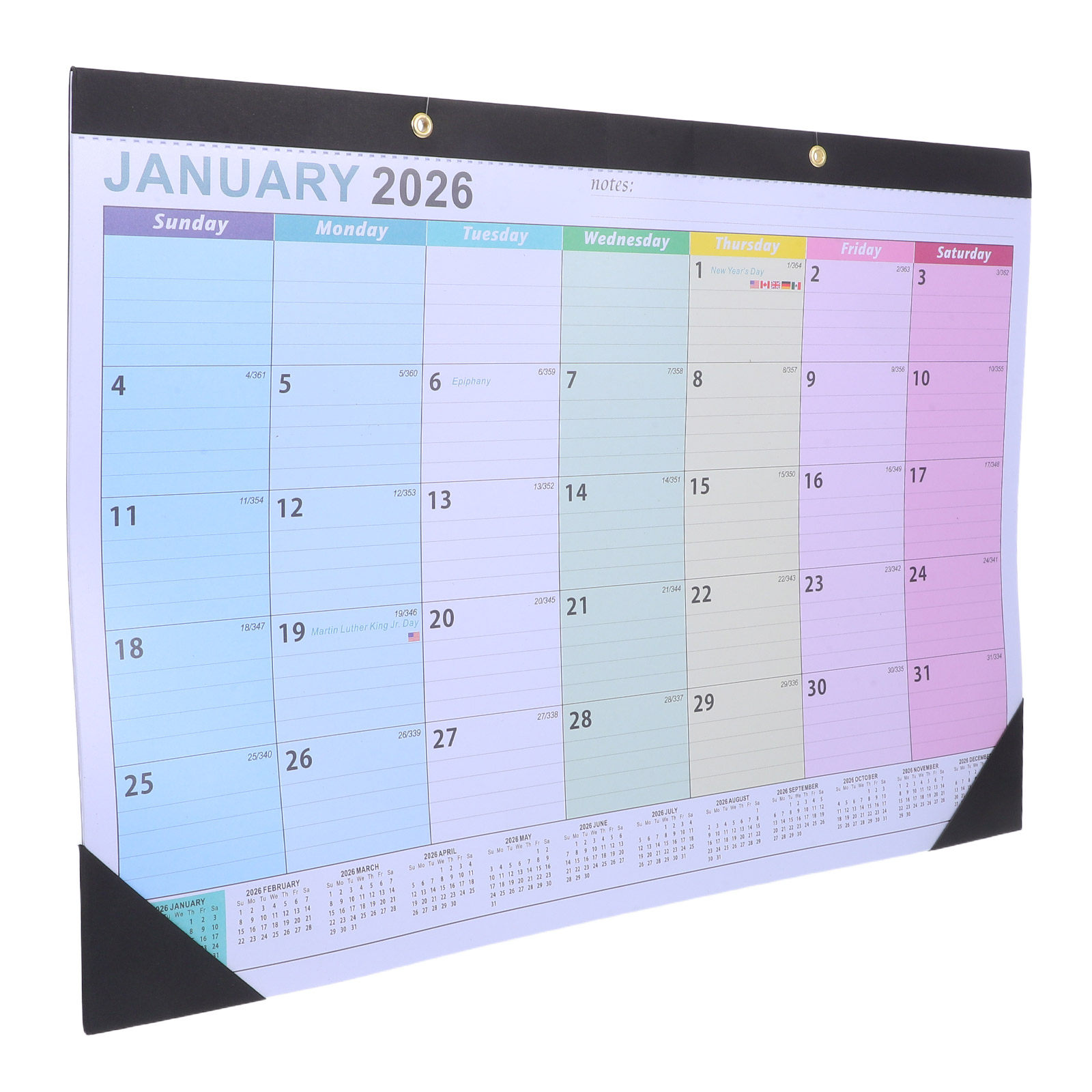 2026年版壁掛けカレンダー。18ヶ月分の月間表示で、シンプ - English Home Office のレビューと価格