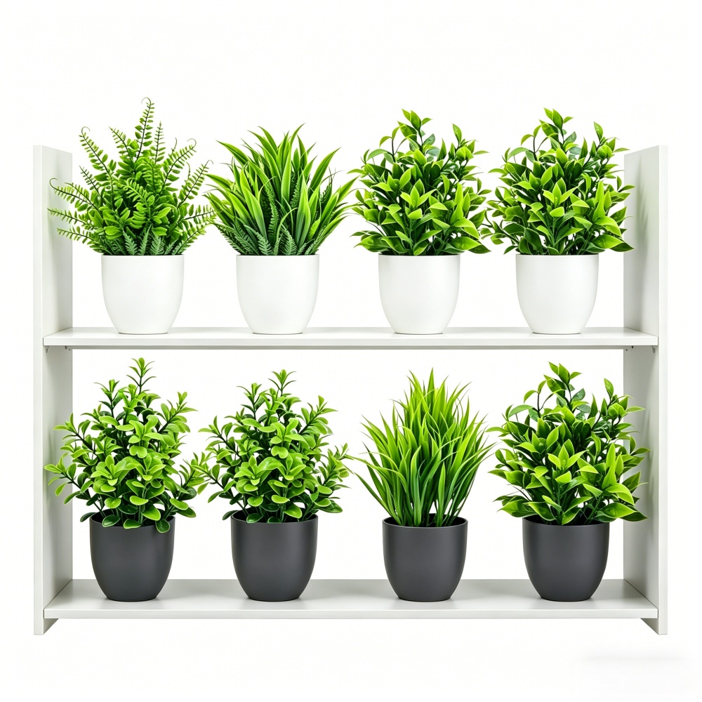 4個セット ミニ人工植物 鉢植え 室内/屋外装飾 グリーン盆 - Home Office Word のレビューと価格