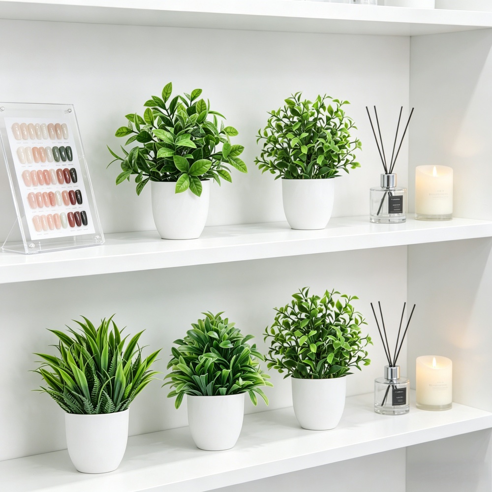 4個セット ミニ人工植物 鉢植え 室内/屋外装飾 グリーン盆 - Home Office Word のレビューと価格