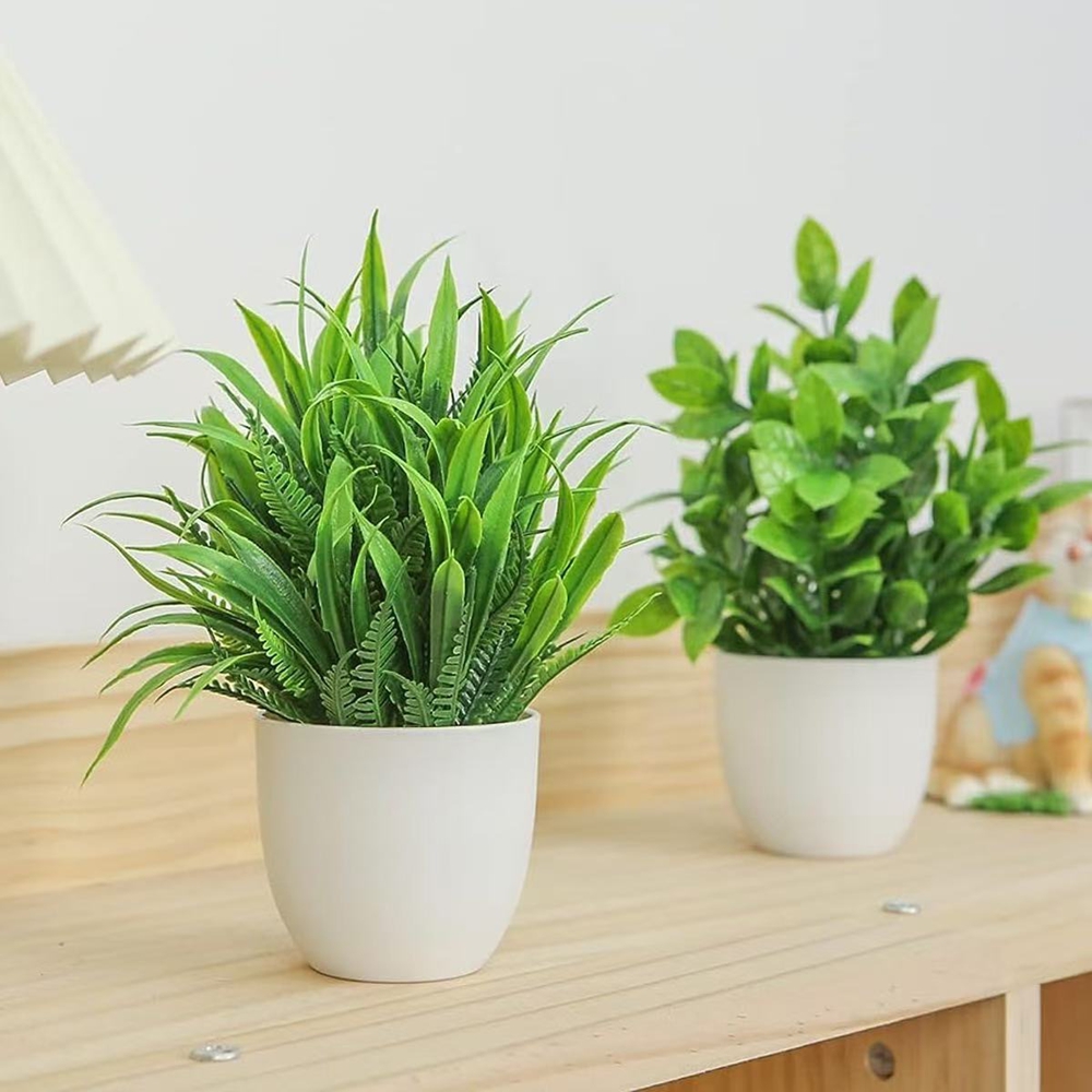 4個セット ミニ人工植物 鉢植え 室内/屋外装飾 グリーン盆 - Home Office Word のレビューと価格