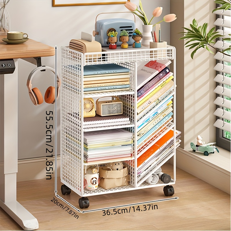 ローリングブックカート - 金属製モバイル本棚、デスクオーガ - Home Office Shed のレビューと価格